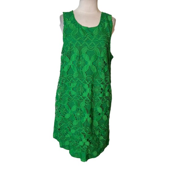 Anthropologie Green Lace Mini Dress - Picture 3 of 8